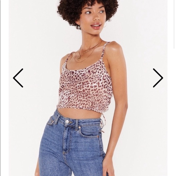 Nasty Gal Tops - Cropped Pink Velvet Leopard Open Back Blouse 👚